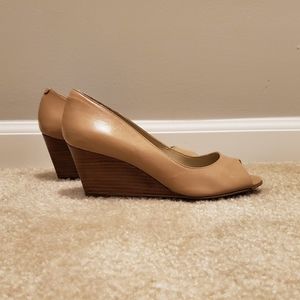 Nine West Peep Toe Nude Wedges